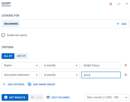 Query example - finding an object by its name & extension